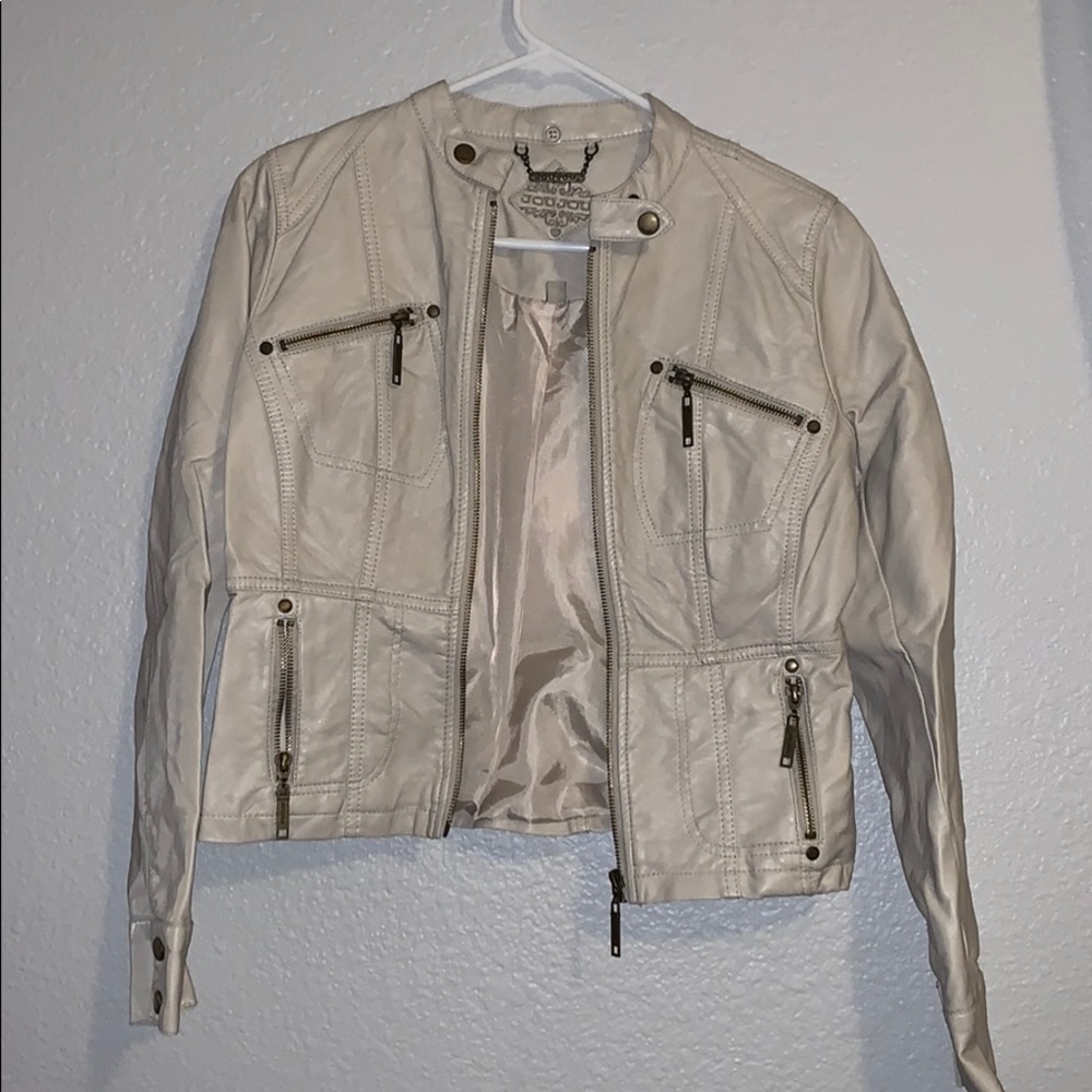 Beige leather-like  jacket
